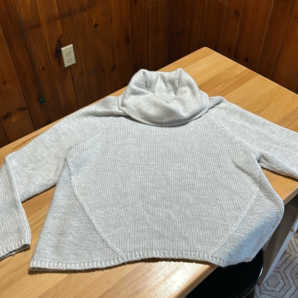 Light Grey Chunky Cotton Knit Cowl Neck Sweater by Torrid Sz 2